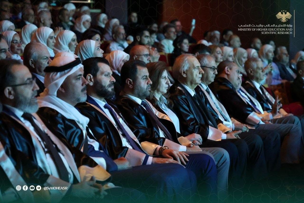Audience at the Al-Yarmouk Private University graduation ceremony at the Damascus Opera House