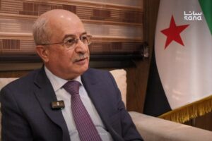 Syrian Minister of Transport Yarub Badr at the meeting on the road rehabilitation contracts award