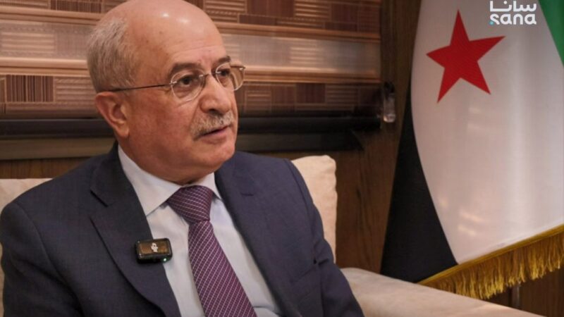 Syrian Minister of Transport Yarub Badr at the meeting on the road rehabilitation contracts award